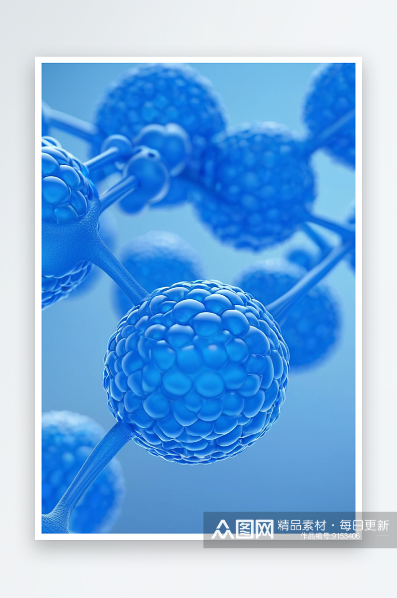 三维分子结构科学概念医学技术蓝色图片素材