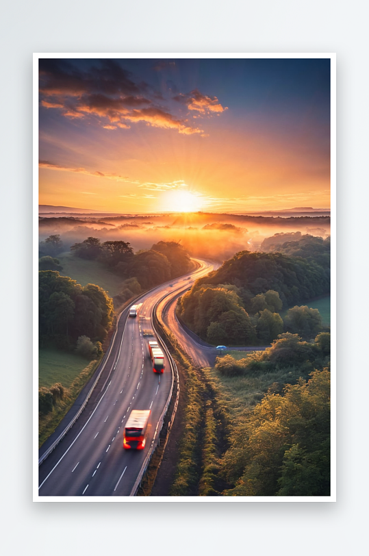 日出英国高速公路一个高架视图股票照片图片