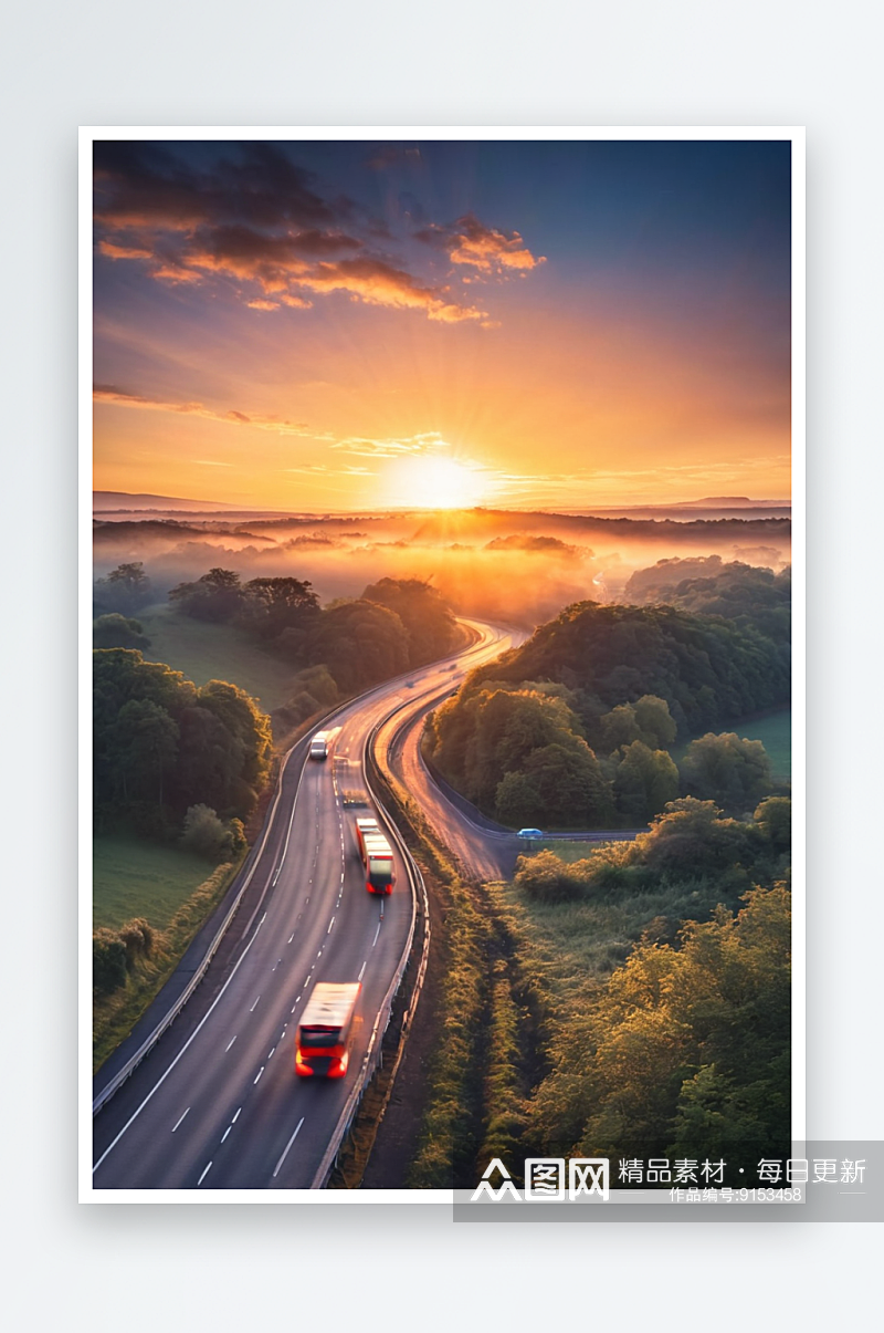 日出英国高速公路一个高架视图股票照片图片素材