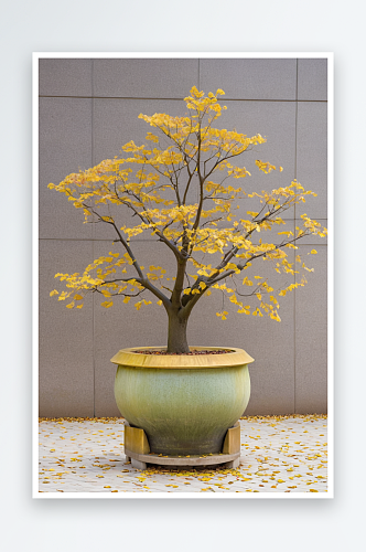 秋天校园里银杏树落叶深秋黄叶图片
