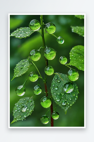 绿色叶子纯净水滴谷雨图片