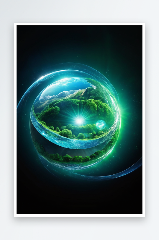 绿色能量光球环保科幻背景图片