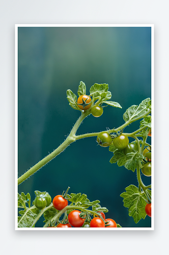 来自温室红色绿色樱桃番茄图片