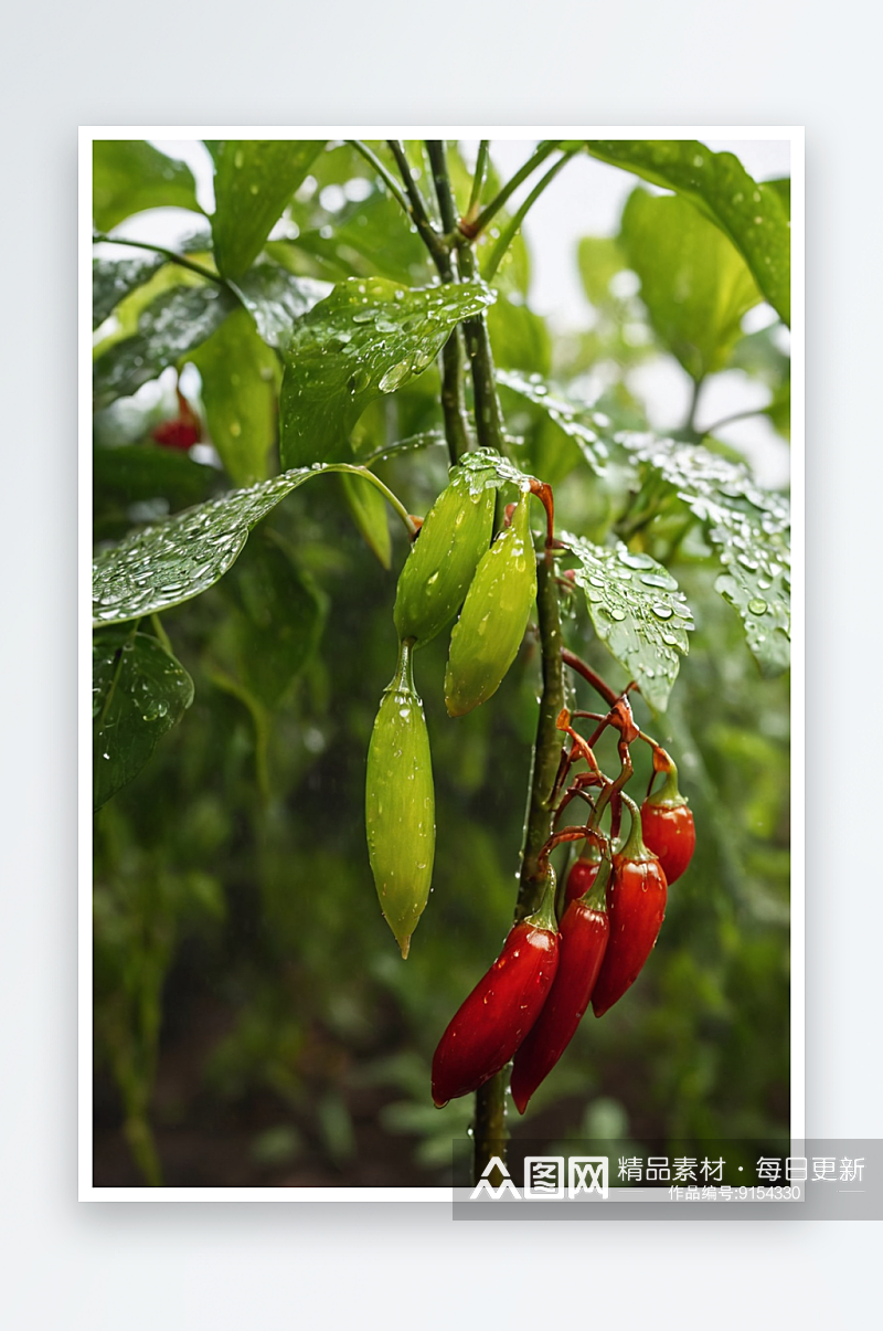 辣椒雨中种植图片素材