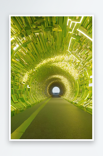 科技感线条空间隧道3D渲染图片