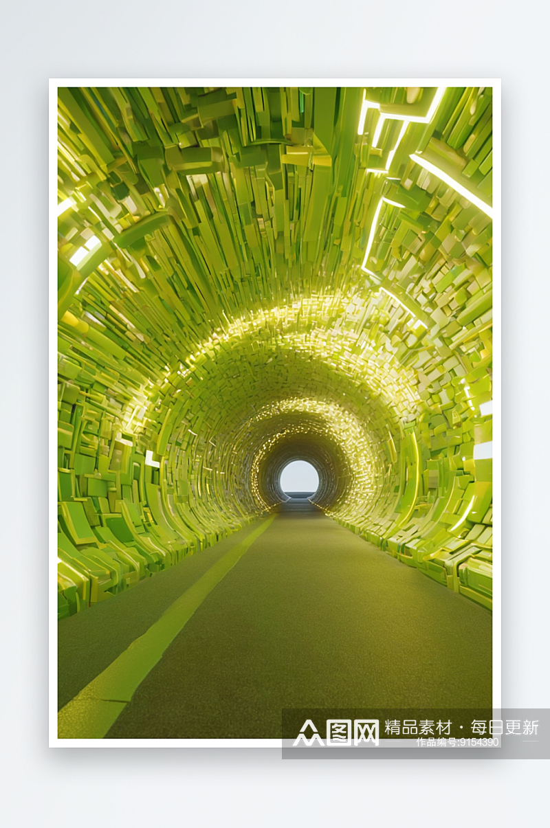 科技感线条空间隧道3D渲染图片素材