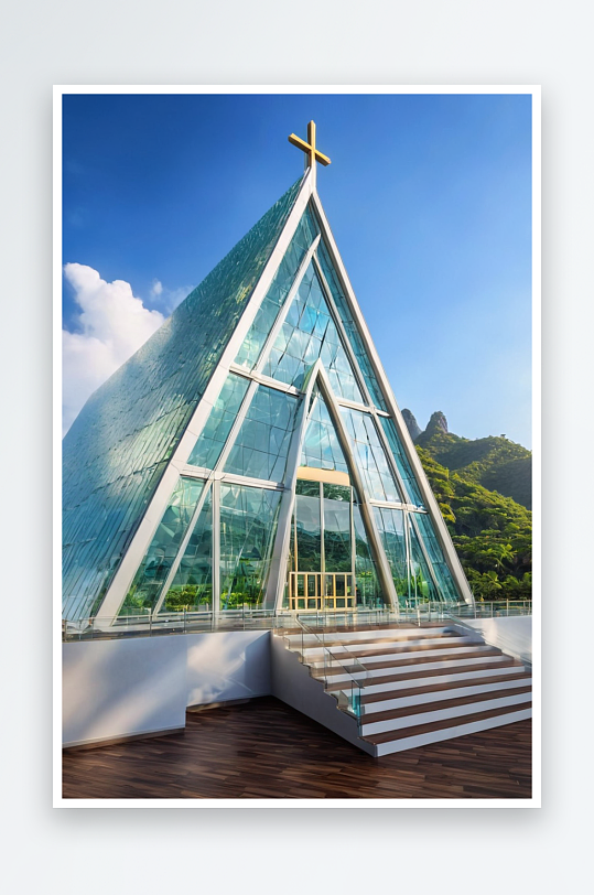 海南凤凰岭山顶玻璃教堂图片