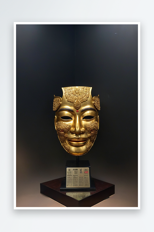 广汉三星堆出土金面具青铜人面像图片