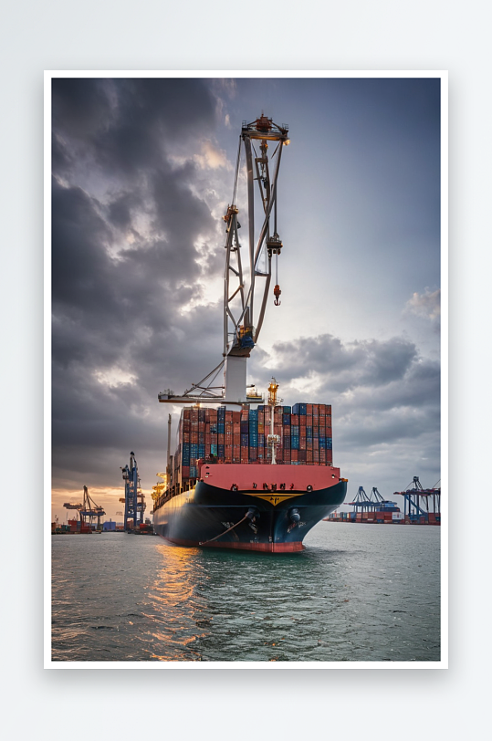 工业货船码头港口装卸起重机集装箱船集装箱
