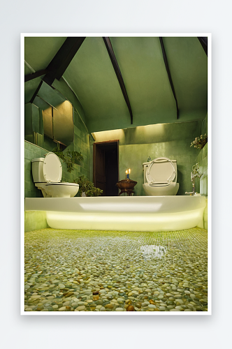 复古风格盥洗台卫生间浴缸安装明亮浴室天窗