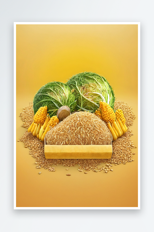 丰收辛勤劳动创意插画图片