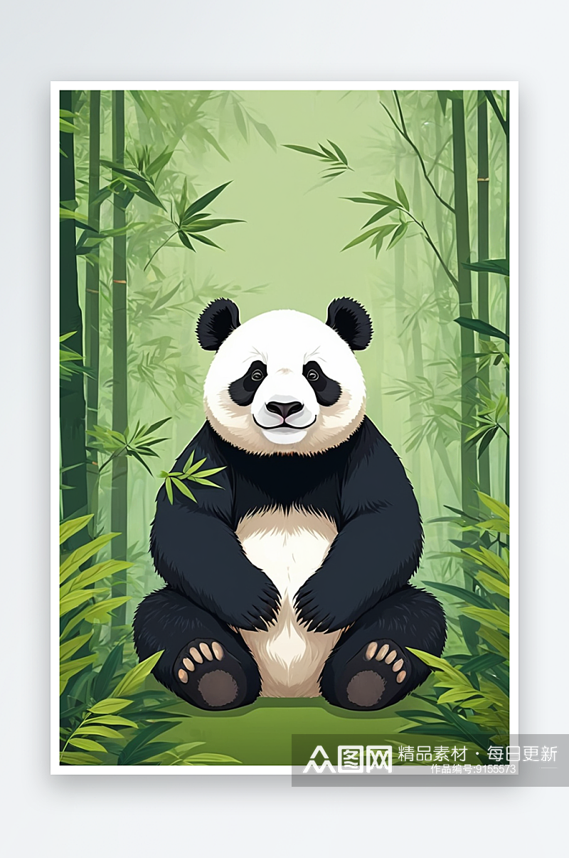 插画风大熊猫海报背景平面海报背景图片素材