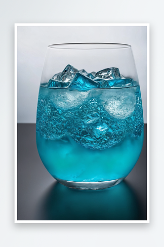 冰块蓝色饮料中图片
