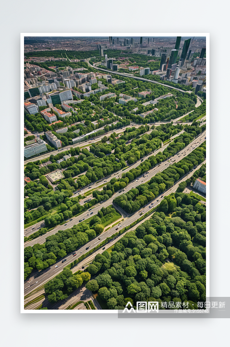 柏林现代城绿色夏季天际线城素材