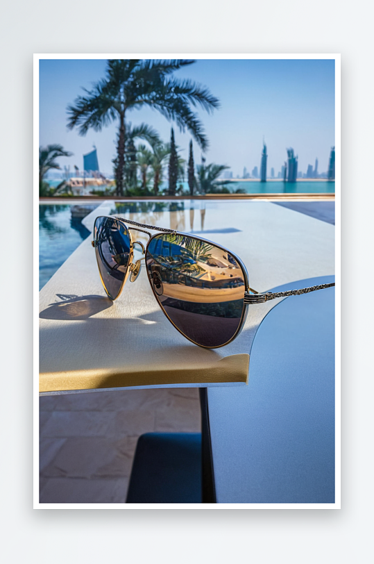 阿拉伯联合酋长国桌子上太阳镜特写图片