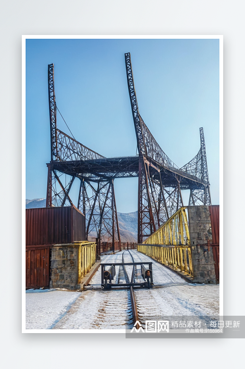 阿尔萨斯科尔马旧铁路桥钢结构法国图片素材