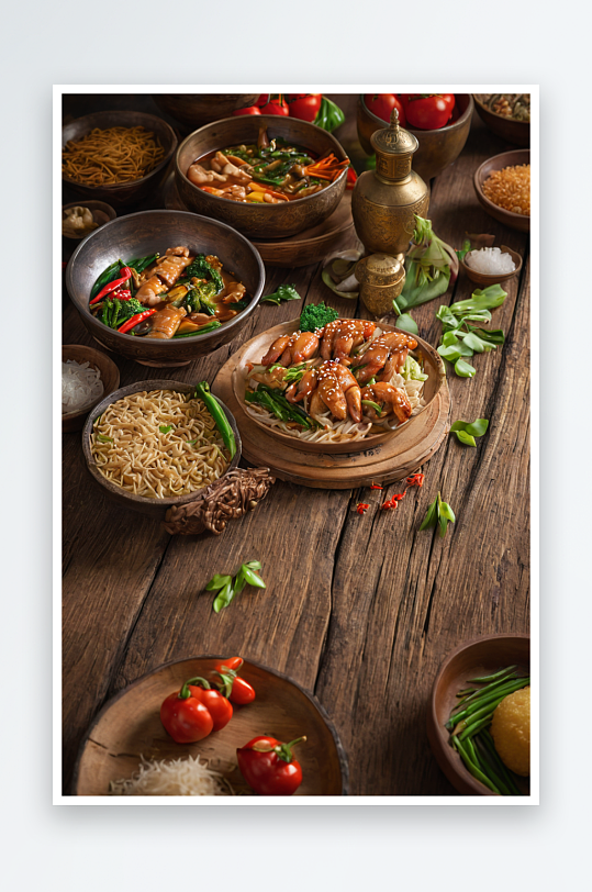 中餐美食道具背景图片