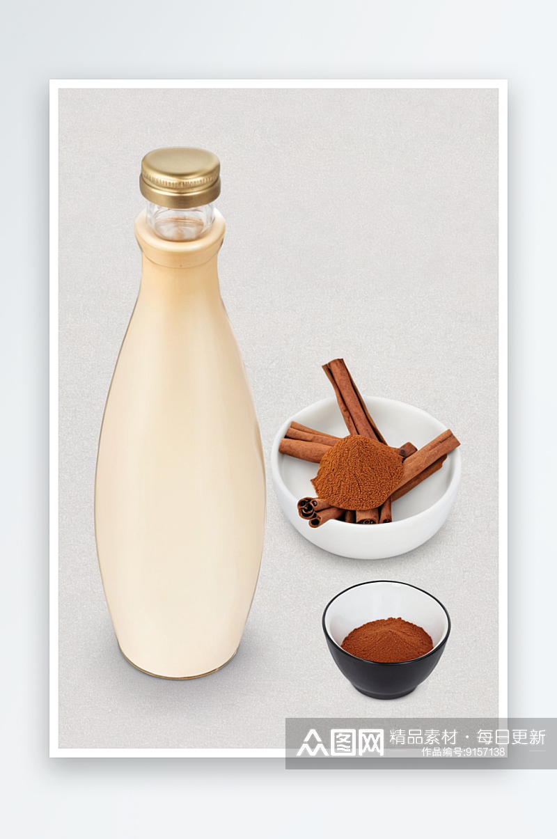 一瓶桂花酒与一碗蘸料图片素材