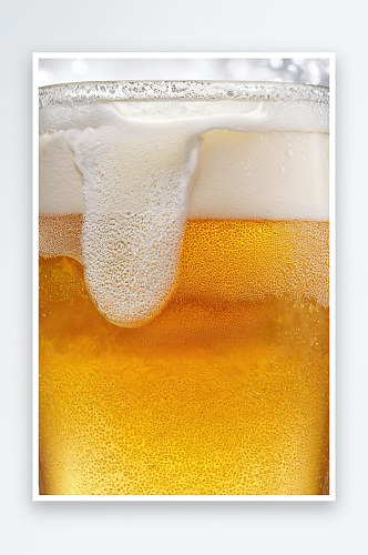 一杯溢出啤酒泡沫图片