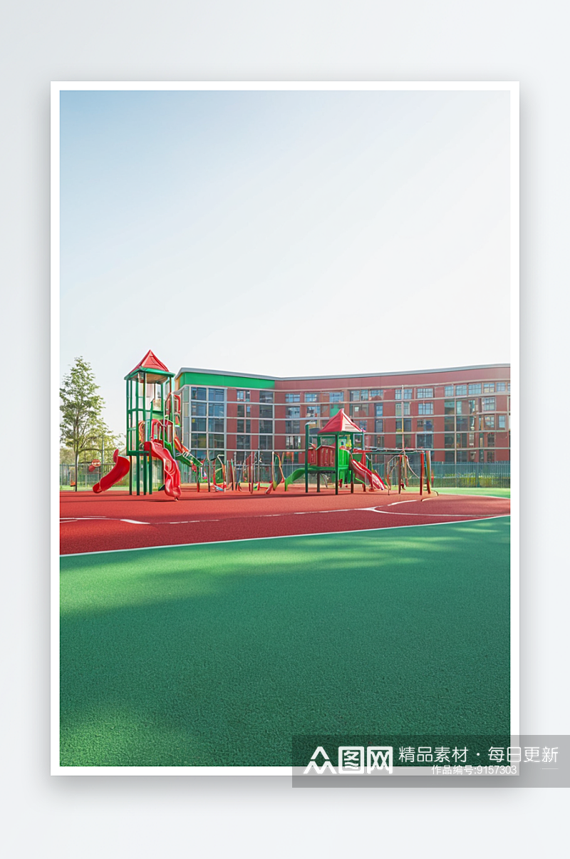 学校操场拍摄主题红色塑胶跑道绿色操场学校素材