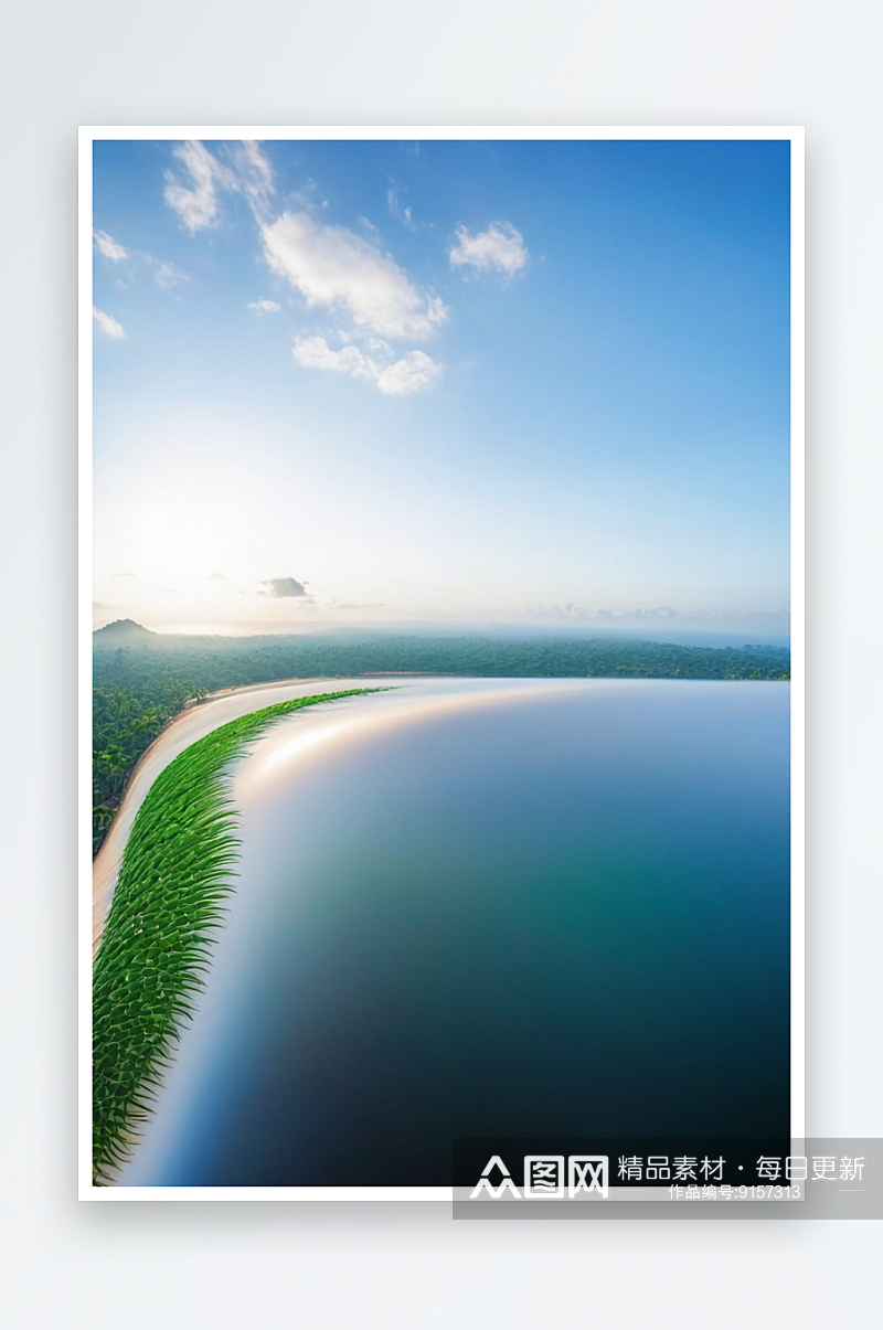 旋涡应用于棕榈叶图像创建令人愉快绿色曲线素材