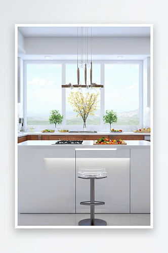 现代厨房设计与开放式概念吧台图片