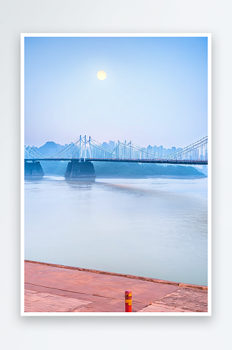 武汉杨泗港大桥下日出户外风光图片