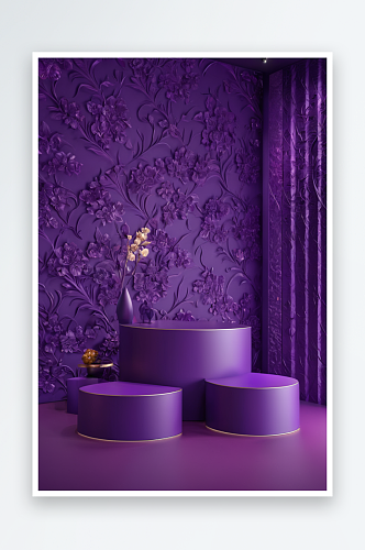 紫色产品展台三维场景图片