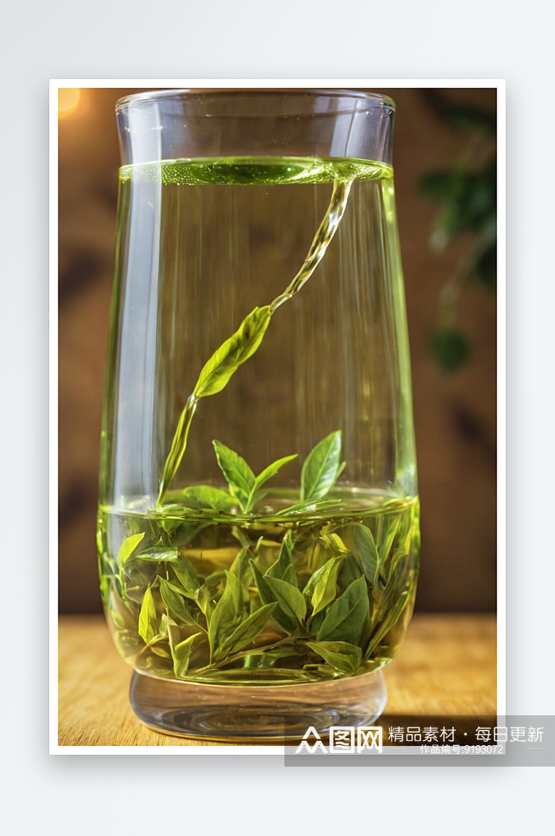 一杯绿茶特写清新茶文化图片素材