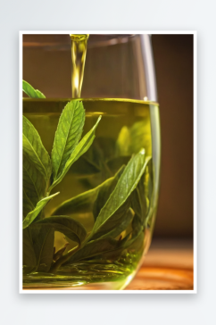 一杯绿茶大特写清新茶文化图片