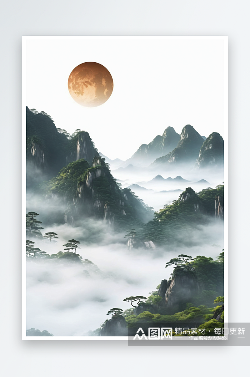 新中式山水画图片素材