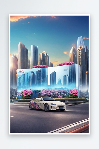 现代城房地产产品汽车广告背景设计素材图片