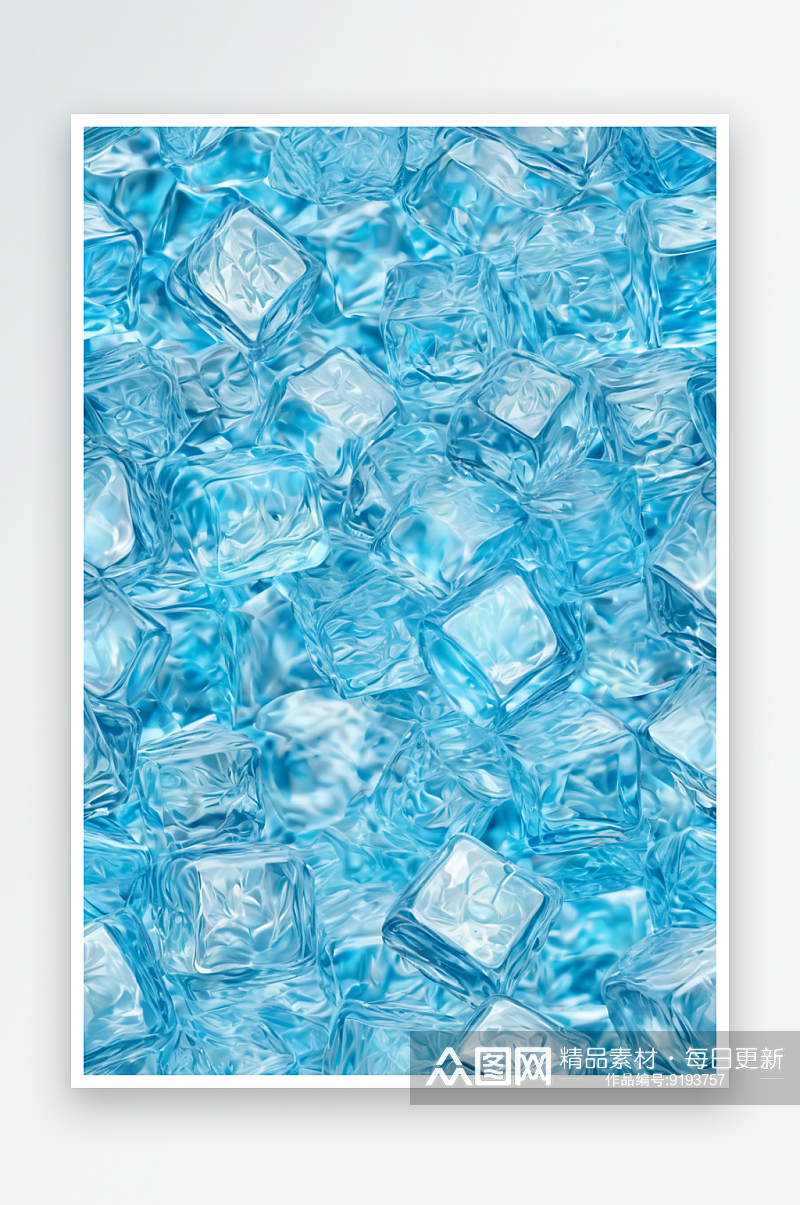 夏日清凉透明质感冰块图片素材