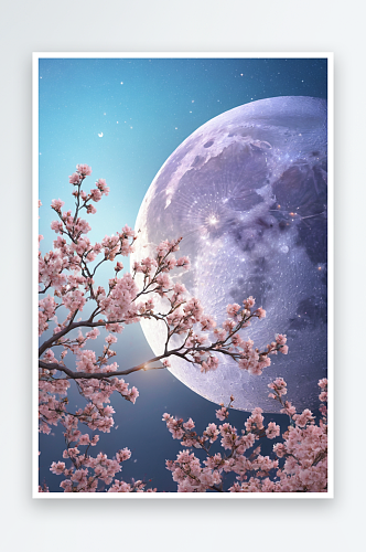 山水桃花明月图片