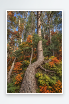 秋天生长森林里树木图片