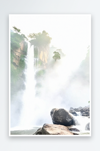 风水墨背景庐山瀑布图片