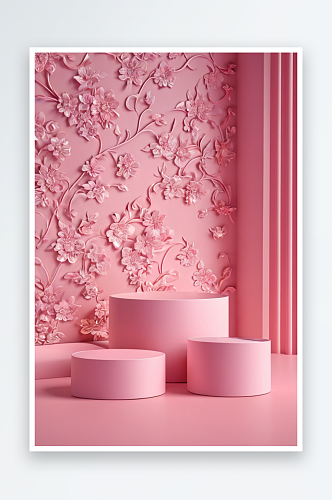粉色产品展台三维图形图片
