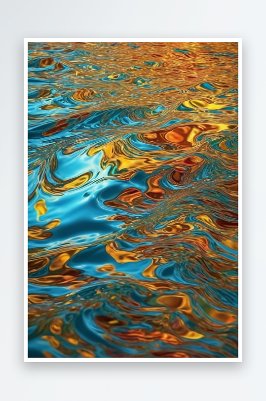 抽象水面反射出五颜六色水波图片
