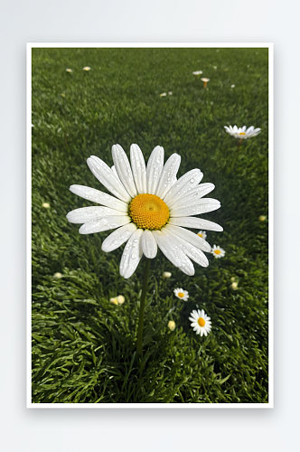 草地上白色雏菊图片