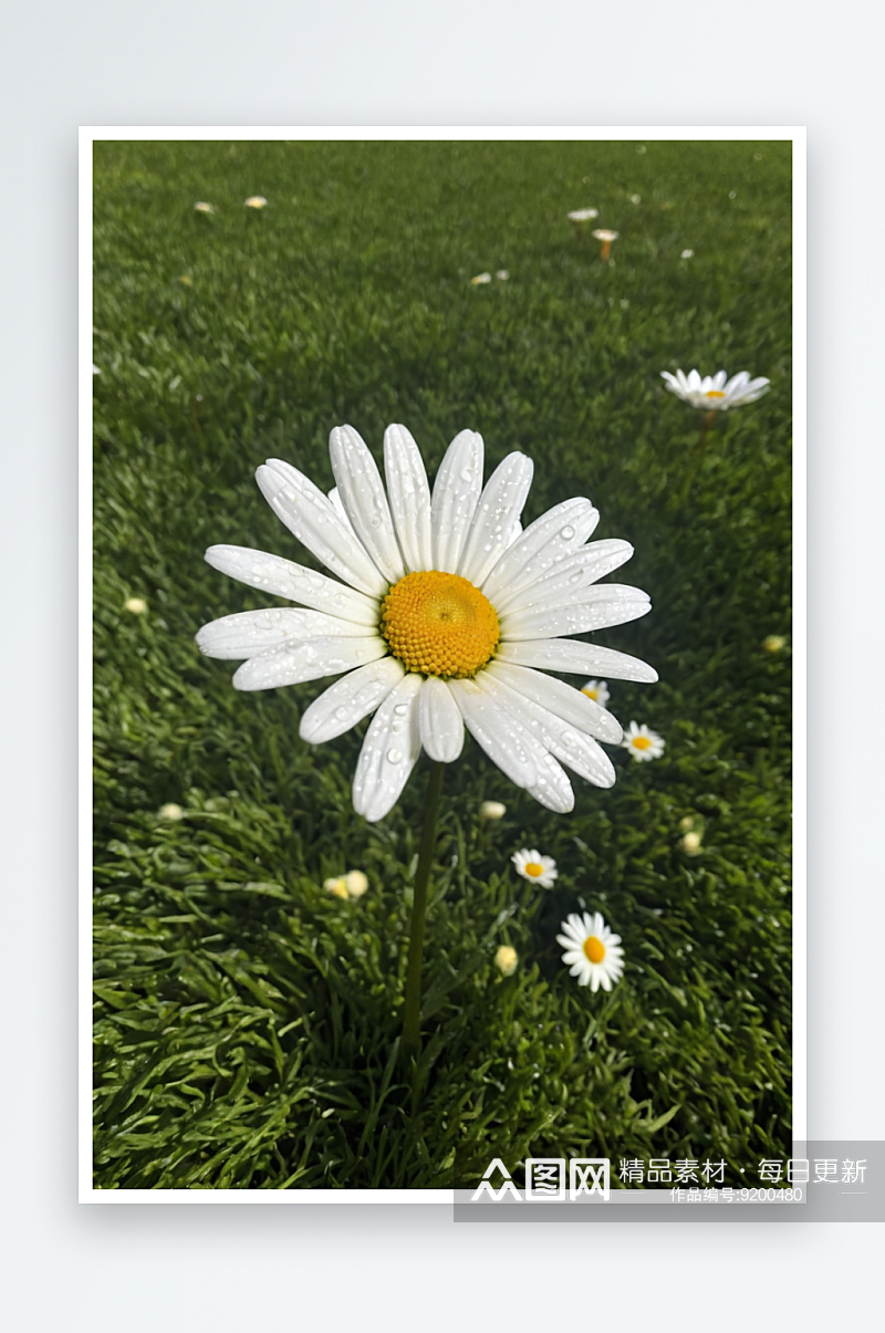 草地上白色雏菊图片素材