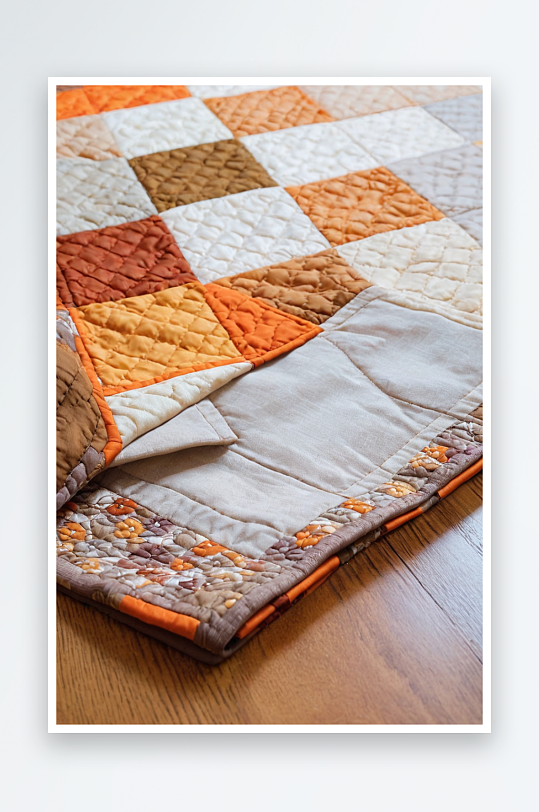 布艺桌垫与方形块被子秋天颜色橙色棕色蜡染