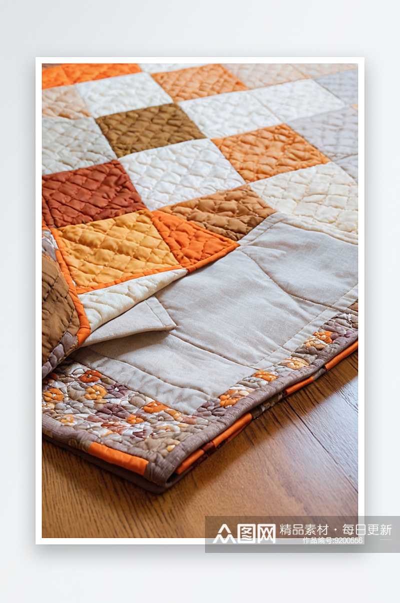 布艺桌垫与方形块被子秋天颜色橙色棕色蜡染素材