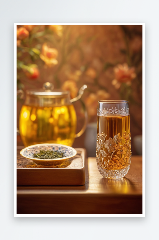 一杯清茶明前龙井泡茶玻璃杯图片