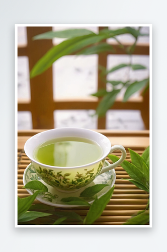 一杯绿茶宁静文化传统图片