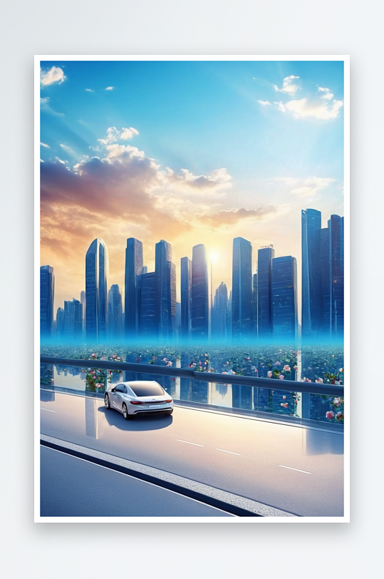 现代城房地产产品汽车广告背景设计素材图片