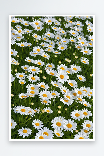 夏天盛开白色雏菊花图片