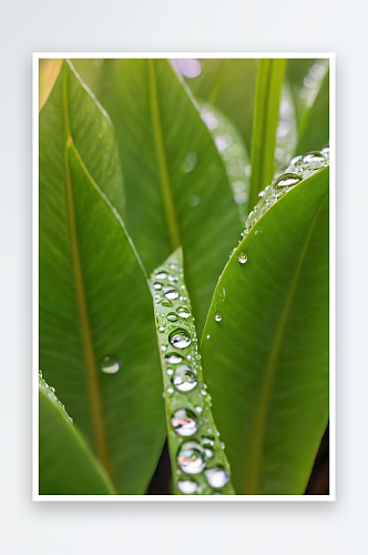 水生植物叶子有水滴图片