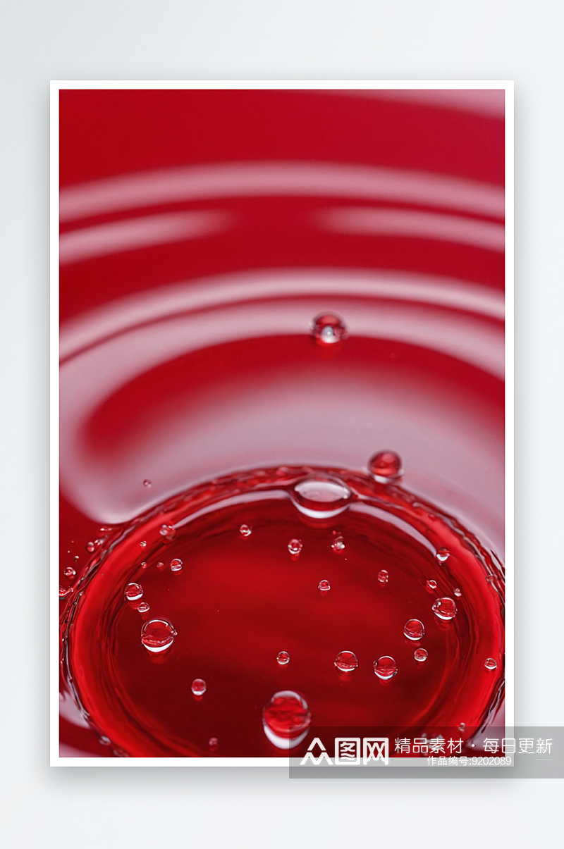 水滴水面上形成圆圈照片红色抽象背景图片素材