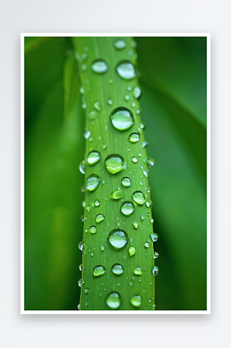 春天叶子绿色水滴谷雨图片