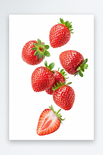 落草莓孤立白色背景剪辑路径全景深高质量照